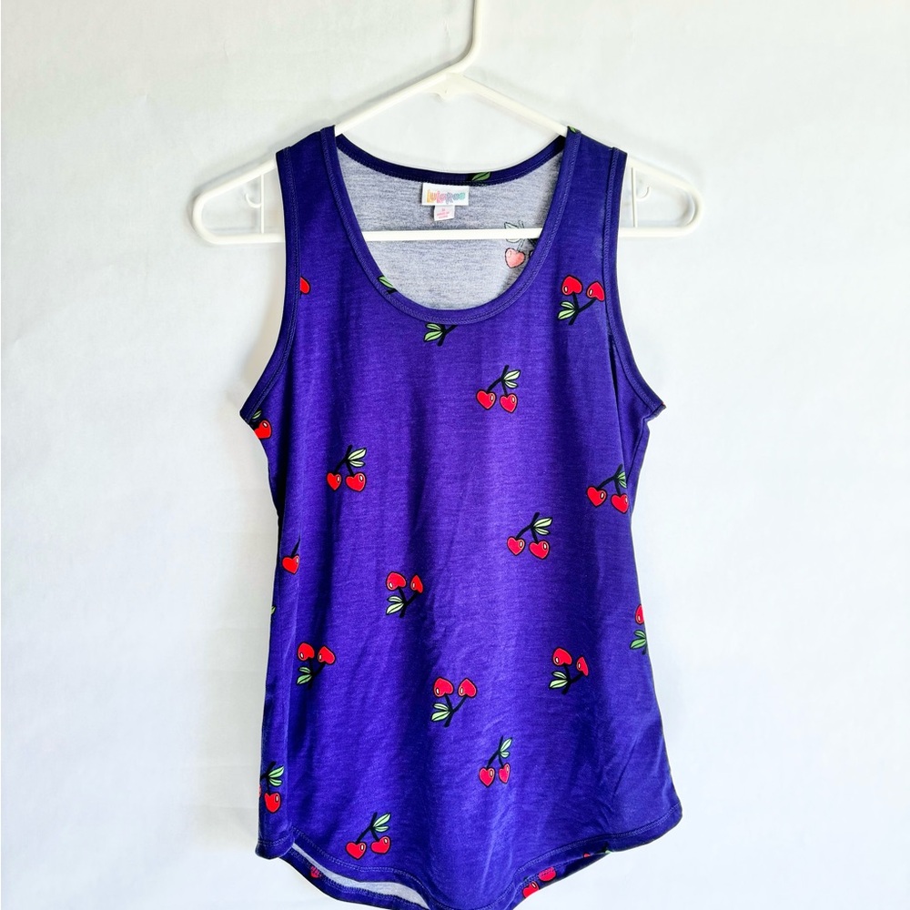 Cherry Print Purple Tank Top